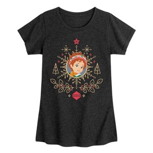 Girls' - Fancy Nancy - Christmas Snowflake Fitted Short Sleeve Graphic T-Shirt - 1 of 4