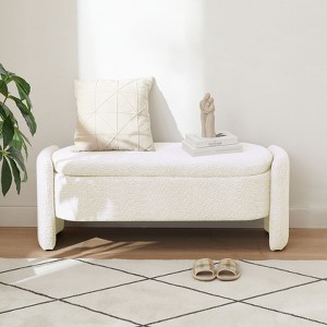 CAVINAS 3D Lamb Wool Storage Ottoman Bench,Living Room Ottoman with Hidden Compartment,Large Storage Bench for Bedroom,Entryway - 1 of 4