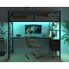 VINGLI Twin Metal Loft Bed with 15 Inches Guardrail/desk/Non-Slip Ladder/2 Charging Stations/Storage Shelve,4 Drawers,LED,No Box Spring Needed, Black - 2 of 4