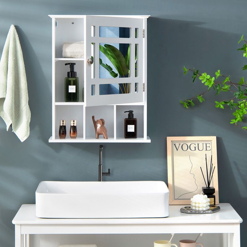 Costway Mirrored Medicine Cabinet Bathroom Wall Mounted Storage W/ Adjustable Shelf Grey\Brown, 3 of 11