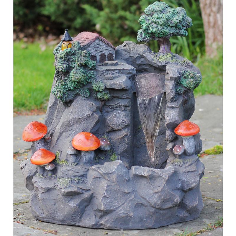 Northlight 24.5" Solar LED Lighted Mushrooms By Waterfall Outdoor Patio Garden Water Fountain, 2 of 7