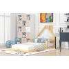 Okak Twin/Full Size Bed Frame with House-Style Headboard & Guardrails,Modern Floor Bed for Toddlers/Kids Bedroom - 4 of 4