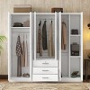 6 Doors Wooden Wardrobe Storage For Bedroom, 68''Tall Clothing Armoires With 3 Drawers Inside, Modern Armoires-Cuddlewood - 3 of 4
