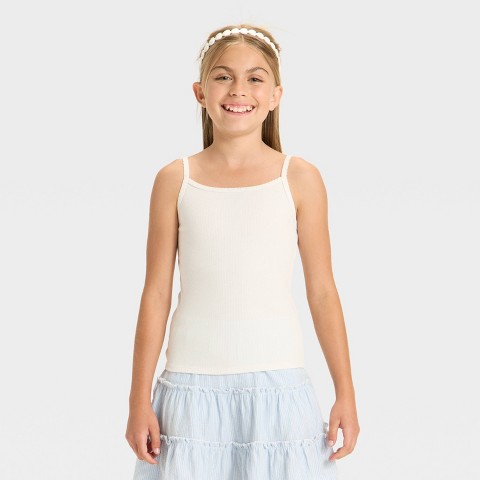 Детские Cat & Jack Girls' Fitted Ribbed Tank Top - Cat & Jack™ Cream M
