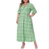 Agnes Orinda Women's Plus Size Boho Floral Bell Sleeve Ruffled Hem Deep V Neck A Line Maxi Dresses - 2 of 4