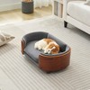Racxily Scandinavian style Elevated Dog Bed Pet Sofa With Solid Wood legs and Bent Wood Back, Velvet Cushion,Small Size - 2 of 4