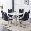 NicBex 5 PCS/7 PCS Dining Table Set,Round Dining Table with Sintered Stone Tabletop and 4/6 PU Chairs for Kitchen/Apartment - 2 of 4