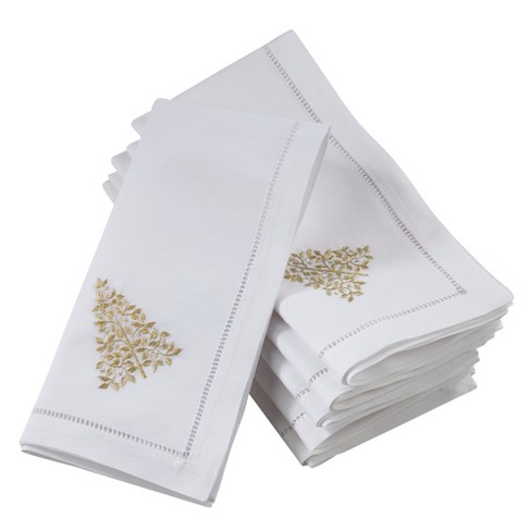 Hemstitched Dinner Napkins White (set Of 4) : Target