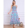 INSPIRE CHIC Women's Summer Spaghetti Strap A-Line Flowy Smocked Midi Boho Floral Sundresses - 4 of 4