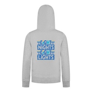 Everyday Kids Hanukkah Collection “Eight Nights Eight Lights” Zip Up Hoodie – Holiday Sweatshirt - 1 of 4