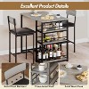 Bar Table Set, Dining Table Set for 2 with 3 Storage Shelves, Tall Kitchen Breakfast Nook with Padded Cushion Stools, Space-Saving - 4 of 4