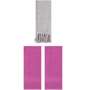 REGALWOVEN 3 Packs Solid Textured and Tassels Soft Absorbent Decorative Hand Towel - 1 of 4