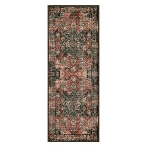 2*6 Machine Washable Area Rugs Boho Vintage Distressed Oriental Medallion Neutral Thin Large Rug Stain Resistant Carpet for Living Bedroom Red - 1 of 4