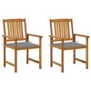 vidaXL Patio Chairs with Cushions 2 pcs Solid Acacia Wood - Gray 2 - 2 of 4