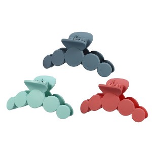 Unique Bargains Women's Plastic Hair Claws Hair Barrettes Gray Blue Lake Blue Deep Pink 3.94''x1.54''x1.77'' 3 Pcs - 1 of 4