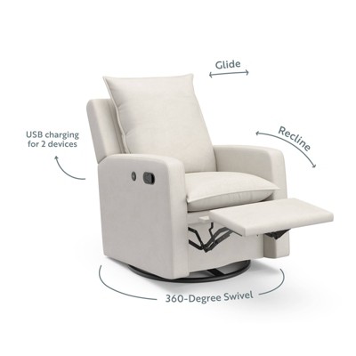 Ivory Polyester Blend Reclining Glider with USB Port