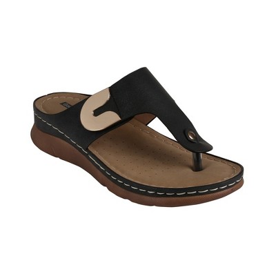 Gc Shoes Sam Black 7.5 Hardware Comfort Slide Flat Sandals : Target