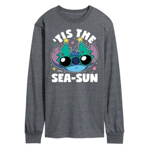 Men's - Lilo and Stitch - Tis the Sea-Sun Christmas Long Sleeve Graphic T-Shirt - 1 of 3