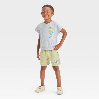 Toddler Boys' 2pc Disney Toy Story Short Sleeve T-Shirt and Shorts Set - Gray
