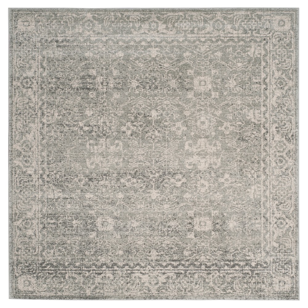 6'7inx6'7in Square Asteria Evoke Rug Silver/Ivory Square - Safavieh