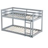 Sapphtopaz Twin Over Twin Wood Bunk Bed with Ladder & High Guardrail,Space-Saving Floor Bed for Kids Bed Frame with Slats for Bedroom - 2 of 4