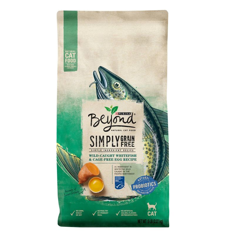 Purina Beyond Simply Grain Free Probiotics Ocean White Fish & Egg Recipe Adult Premium Dry Cat Food, 1 of 9
