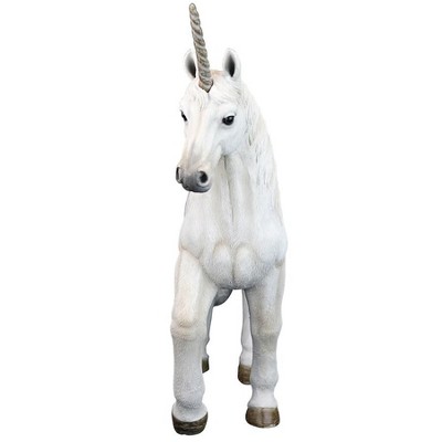 Mystical White Resin Unicorn Garden Statue, 16 Inches