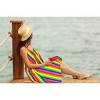 LA LEELA Women's Vacay Summer Beachwear Honeymoon Lounge Flag Rainbow Stripe Beach Dress Slip Chemise - 4 of 4