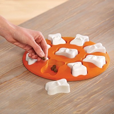 Orange and White Interactive Dog Treat Puzzle Dispenser