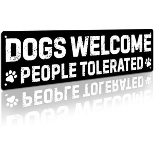 Lomsoe Dog Welcome Sign Funny Wall Decor Dogs Lovers Tin Sign Christmas Decor Christmas Gift 16x4 inches - 1 of 1