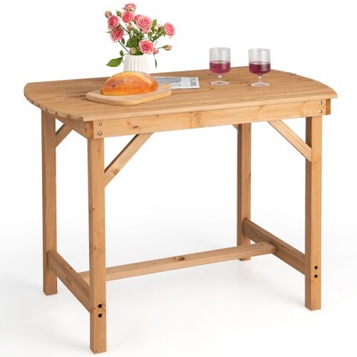 Tangkula Outdoor Fir Wood Dining Table 1.5" Umbrella Hole Yard Garden Natural Patio