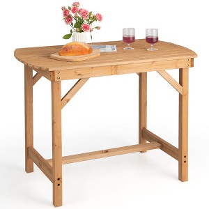 Tangkula Outdoor Fir Wood Dining Table 1.5" Umbrella Hole Yard Garden Natural Patio - 1 of 4