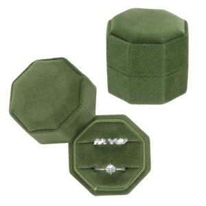 Unique Bargains Vintage Velvet Octagonal 2 Slots Jewelry Storage Boxes 2 Pcs - 1 of 4