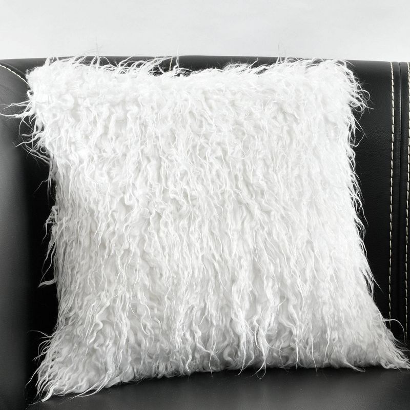 Luca Faux Fur Square Throw Pillow White - Lush D&#233;cor, 3 of 7