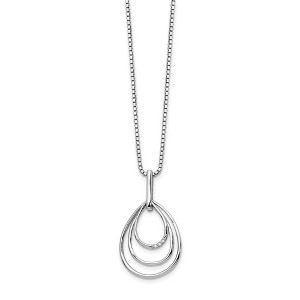 Black Bow Jewelry Triple Teardrop Diamond Necklace in Rhodium Plated Silver, 18-20 Inch - 1 of 4