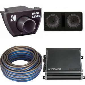 Kicker Comp R 12 Inch Dual Subwoofer in Vented Enclosure Package with 46CXA8001 Amplifier, Bass Knob & Speaker Wire - 1 of 4