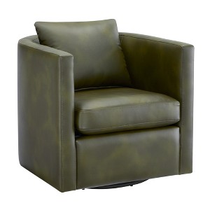 Swivel Ultra-Soft Performance Fabric Barrel Chair with Pocket Coil Seat and Reversible Cushions for Living Room - 1 of 4