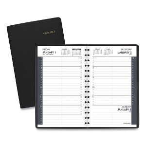 Daily Appointment Book with 15-Minute Appointments, One Day/Page: Mon to Sun, 8 x 5, Black Cover, 12-Month (Jan to Dec): 2025 - 1 of 3