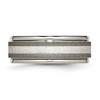 Black Bow Jewelry Mens 8mm Titanium Sterling Silver Inlay Stone Finish Grooved Edge Band - 3 of 4