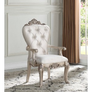 Acme Furniture Gorsedd Dining Chair Cream Fabric/Golden Ivory Finish - 1 of 4