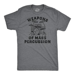 Mens Weapons of Mass Percussion Music T Shirt Funny Shirt for Drummers Rock Tee for Guys - Crazy Dog Men's T Shirt - 1 of 4