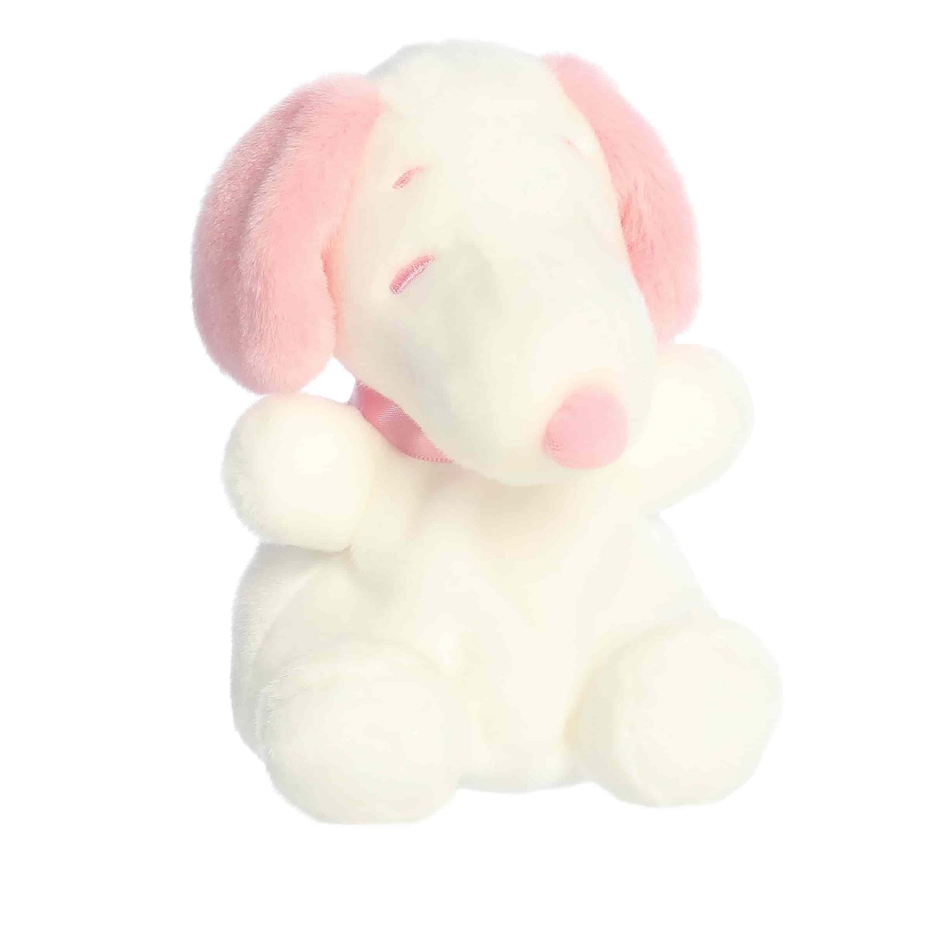 Aurora Mini Snoopy Palm Pals Peanuts Adorable Stuffed Animal Pink & White 5"