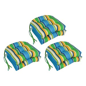 Blazing Needles, 16-inch Spun Polyester Patterned Outdoor U-shaped Tufted Chair Cushions (Set of 6) - 1 of 2