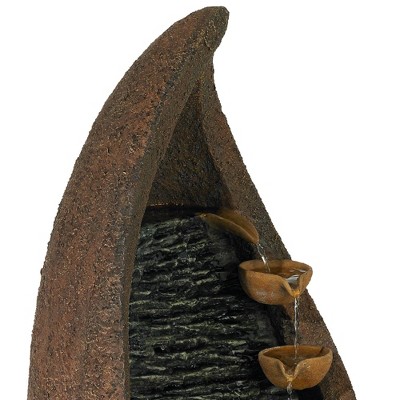 Modern Rustic Teardrop Cascade Outdoor Fountain with LED Light