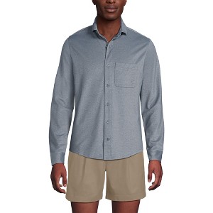 Lands' End Men's Long Sleeve Knit Travel Kit Oxford Shirt - 1 of 3