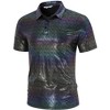 Men's 70s Disco Shirts Shiny Sequins Short Sleeve Party Shirt Slim Fit Nightclub Costume Tops - 2 of 4