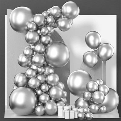 PartyWoo Balloons Metallic Silver Chrome 18 12 10 5 Inch 140 pcs