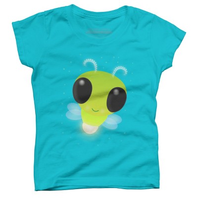 Girl's Design By Humans Cute green glow bug firefly cartoon illustration By thefrogfactory T-Shirt
