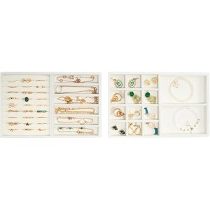 4-Layer Stackable Jewelry Organizer with Removable Dividers, Grey Drawer Insert Storage for Earrings & Necklaces - 1 of 4