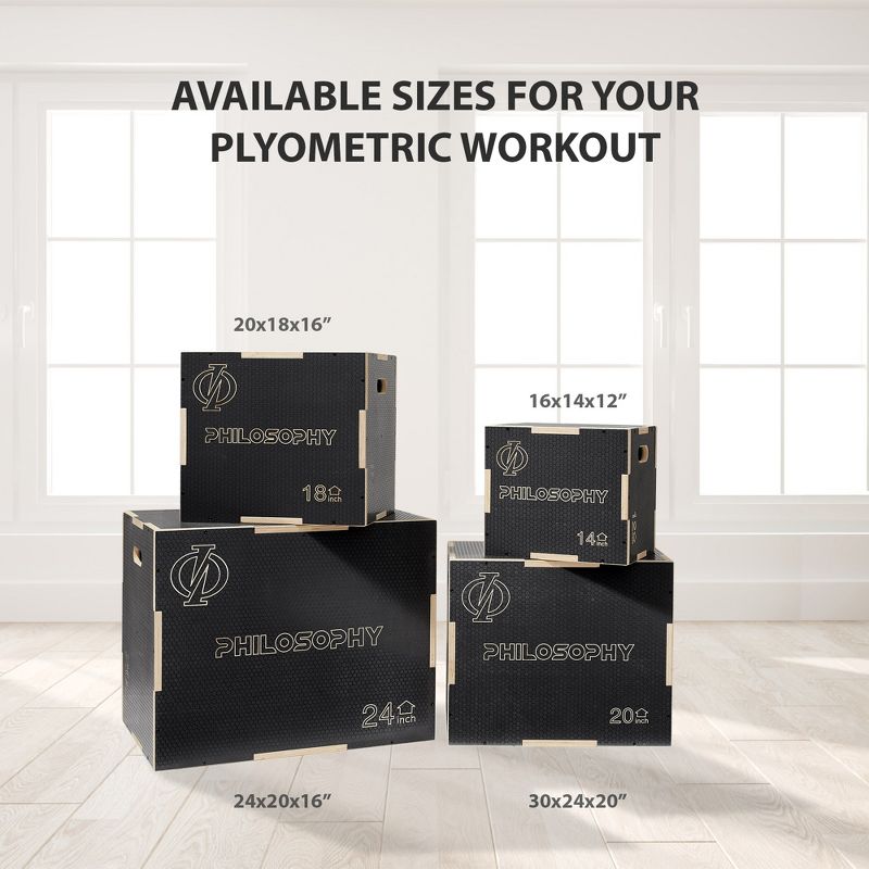 Philosophy Gym 3 in 1 Non-Slip Wood Plyo Box- Jump Plyometric Box for Training and Conditioning, 5 of 7